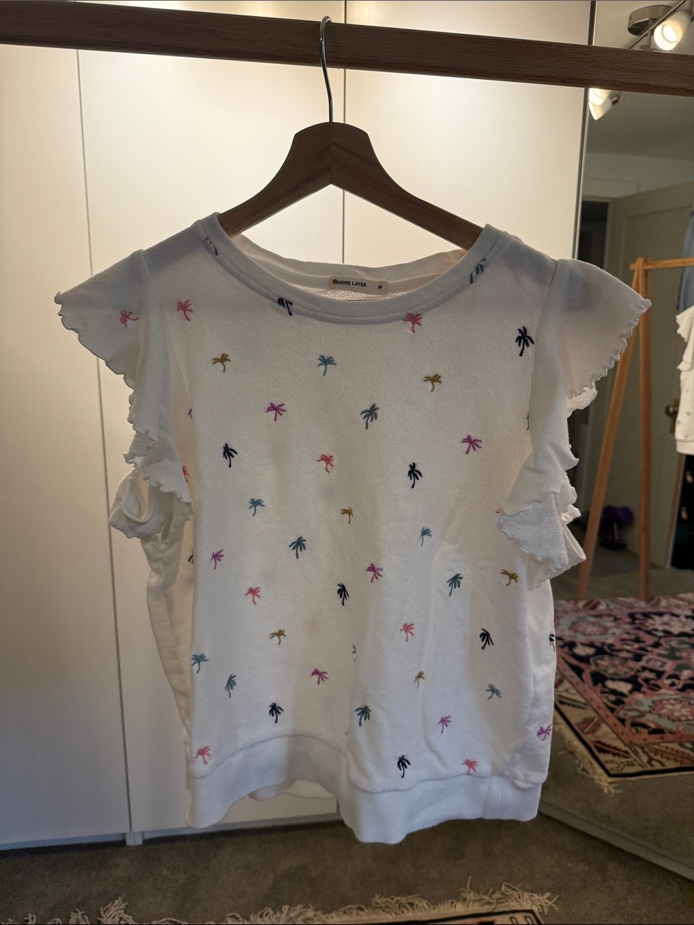 Marine Layer Palm-Print Flutter Sleeve Too
